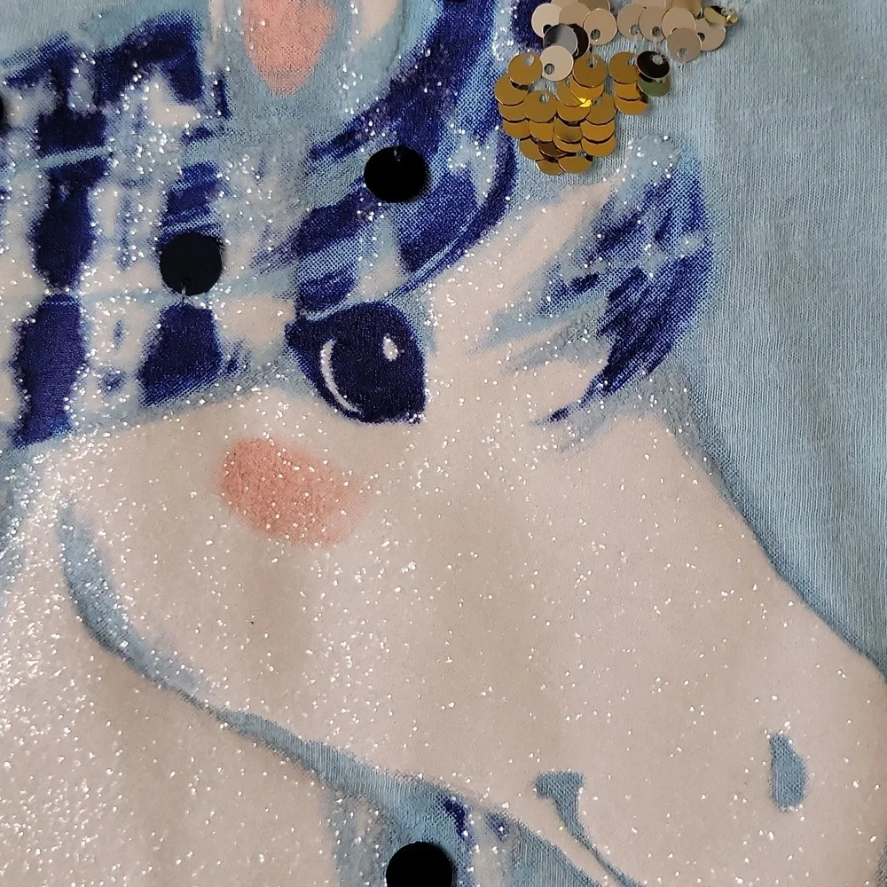 Justice Girls Unicorn Graphic Racerback Tee Blue Size L 14-16